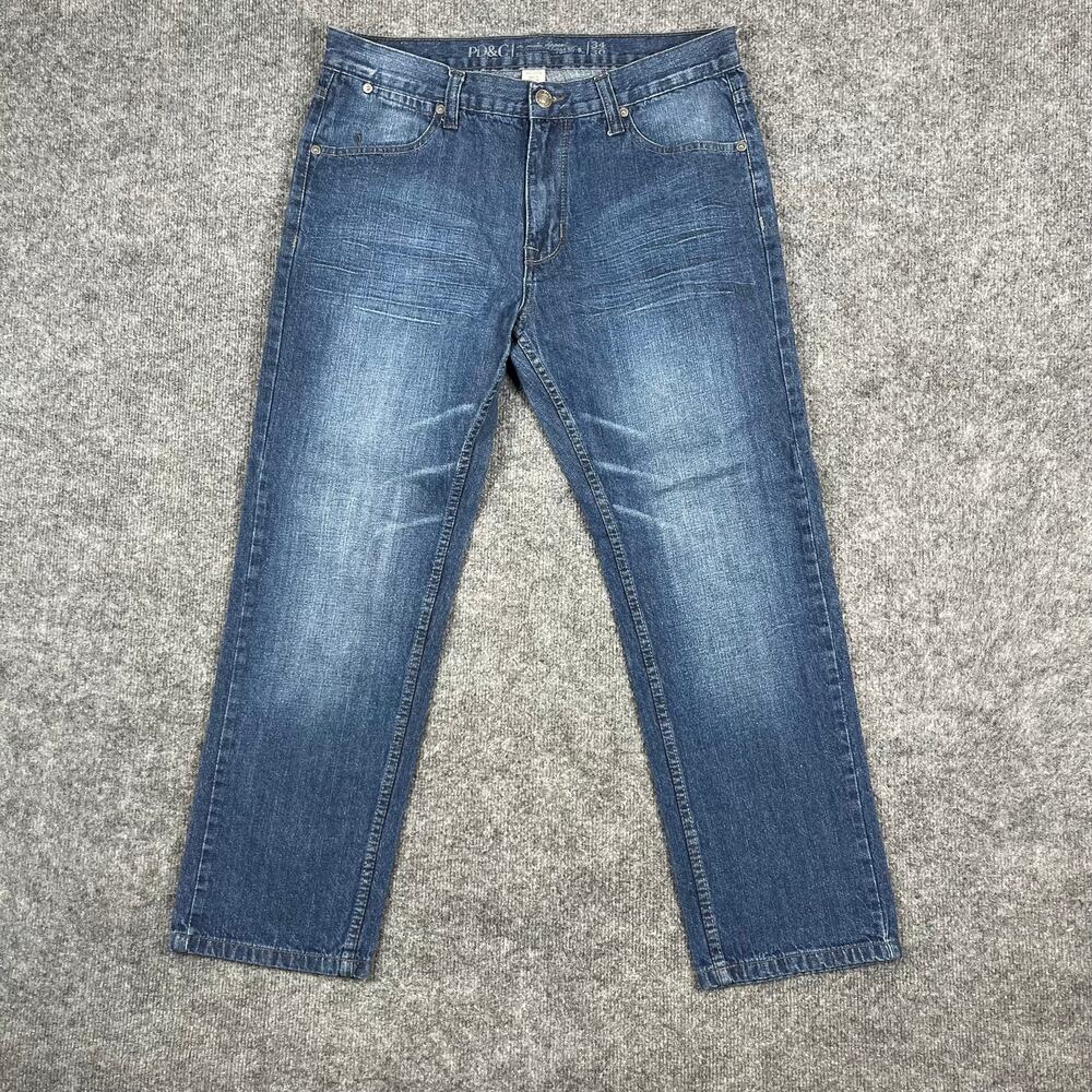PD&C Jeans Mens Size 34x30 Blue Straight‎ Leg Classic Denim Casual Everyday